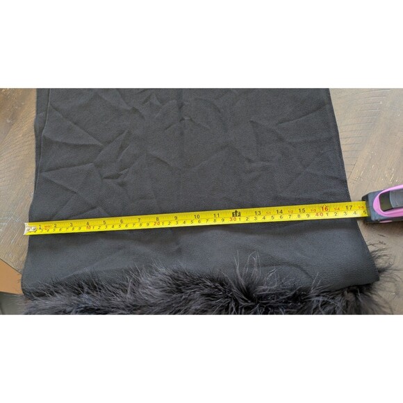Jessica McClintock Scarf Shawl Wrap Sheer Black Feather Trim Elegant Evening - Picture 4 of 5